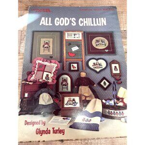 Vintage Cross Stitch Pattern Book All Gods Chillun Country Folk Craft Design